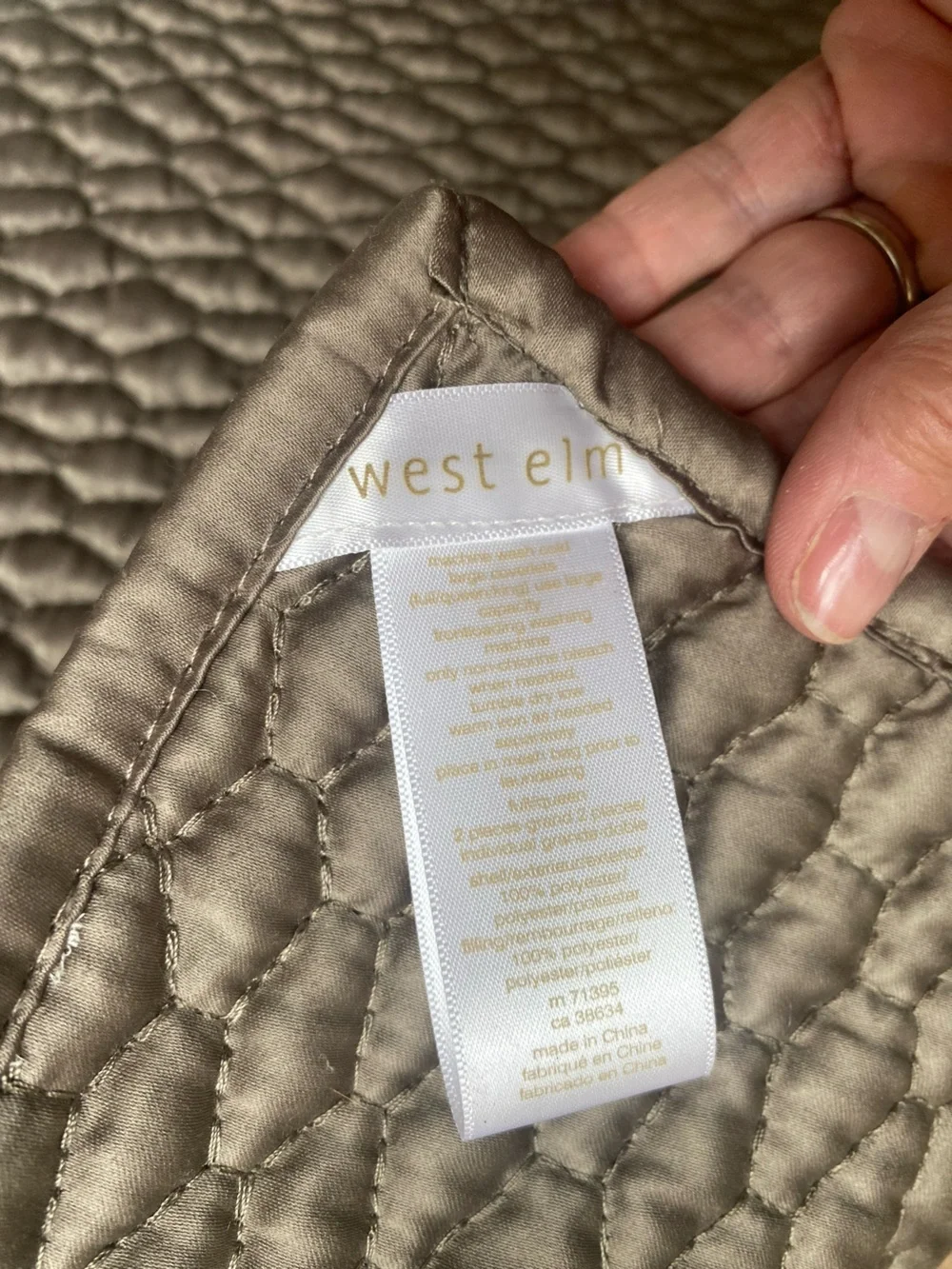 West Elm Textured Quilted Comforter - Taupe Brown Full/Queen